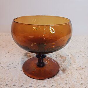 Vintage Amber Empoli Glass Compote
